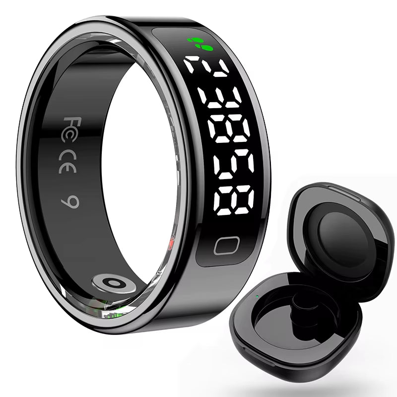 R11C Display Screen Smart Ring Men Women Gesture Swipe Video Smartring Charging Case Health Monitor Waterproof for Android IOS