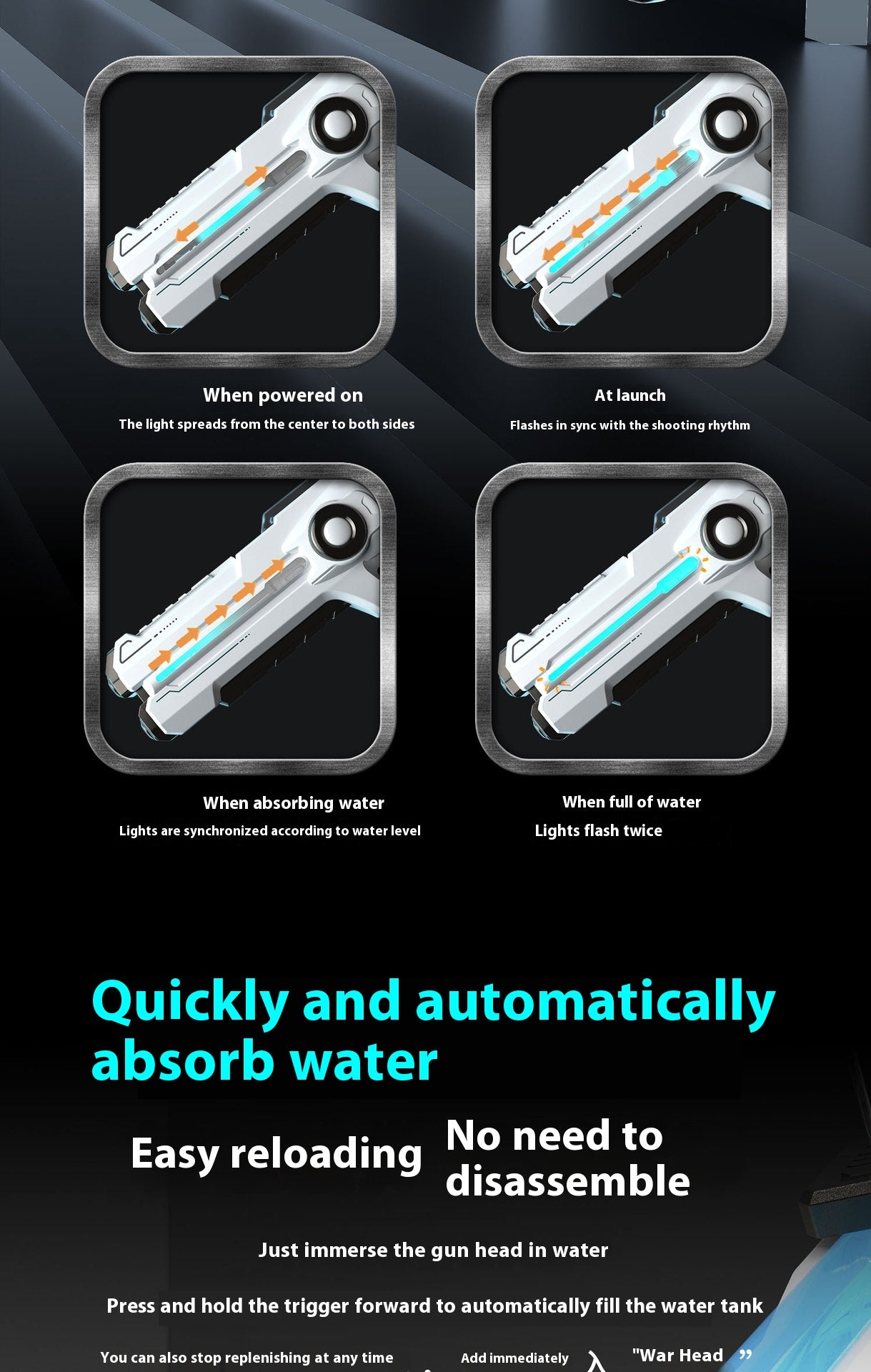 Electric Water Gun Automatic Water Feeding High Voltage Pulse Children Toy Gun