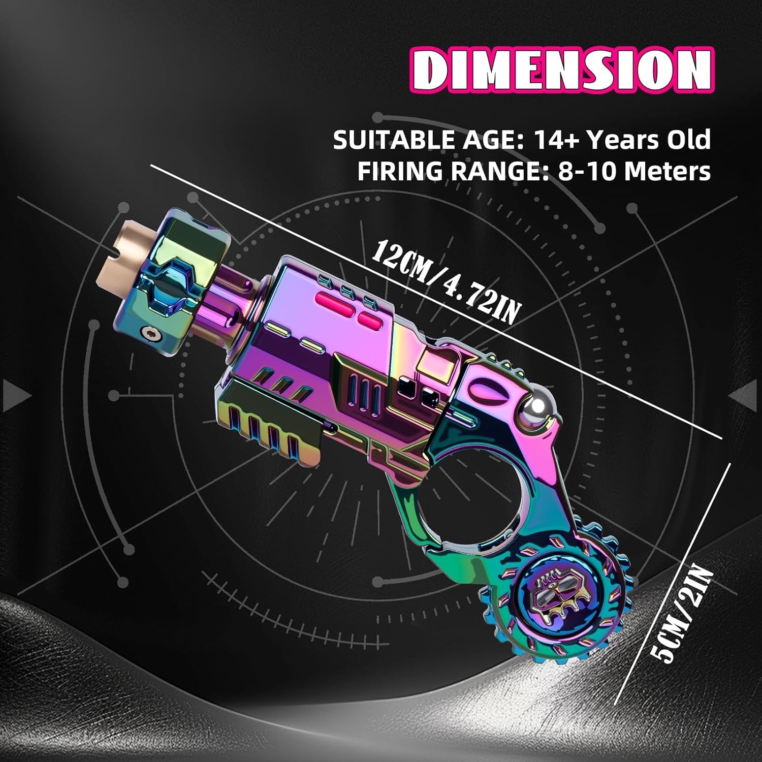 Metal Fidget Gun for Adults - Alloy EDC Fidget Spinner Gun with Reusable Shells3 & Bullets20, Slider Clicker & Stress Relief Toy for Focus, Cool Novelty Fidget Toys Gun for Men (Chameleon)