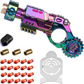 Metal Fidget Gun for Adults - Alloy EDC Fidget Spinner Gun with Reusable Shells3 & Bullets20, Slider Clicker & Stress Relief Toy for Focus, Cool Novelty Fidget Toys Gun for Men (Chameleon)