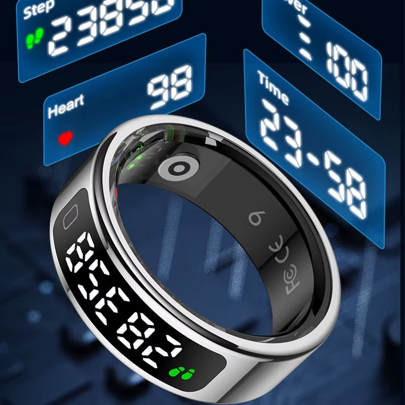 R11C Display Screen Smart Ring Men Women Gesture Swipe Video Smartring Charging Case Health Monitor Waterproof for Android IOS