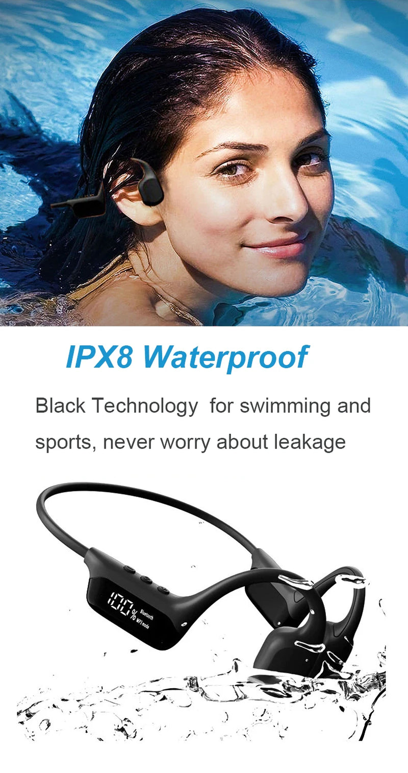 IPX8 Waterproof Swimming MP3 Player 32GB Bluetooth Sports Earphones Music Real Bone Conduction Headphone Wireless Headset