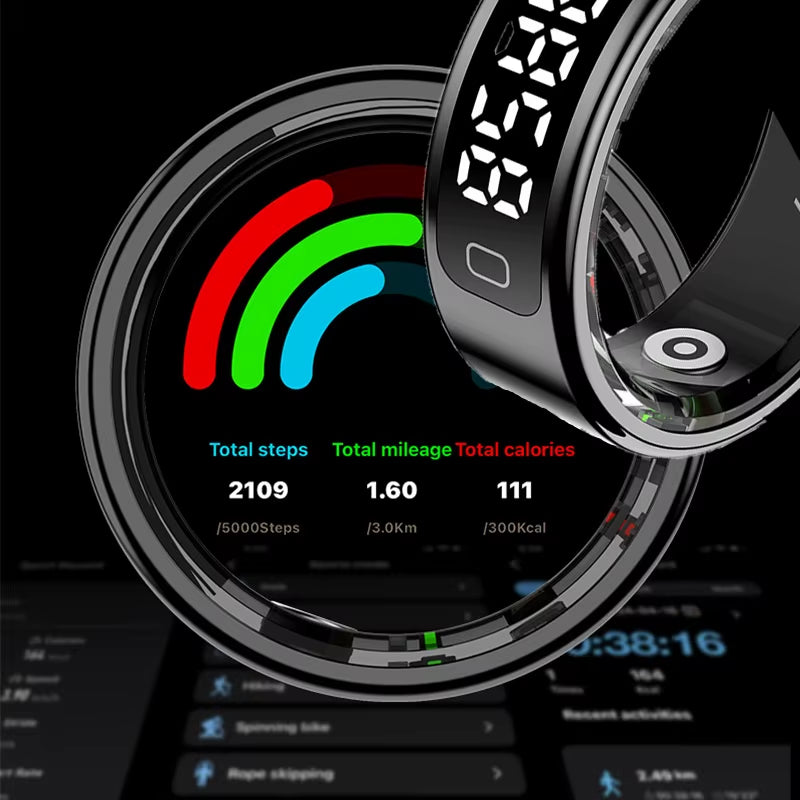 R11C Display Screen Smart Ring Men Women Gesture Swipe Video Smartring Charging Case Health Monitor Waterproof for Android IOS