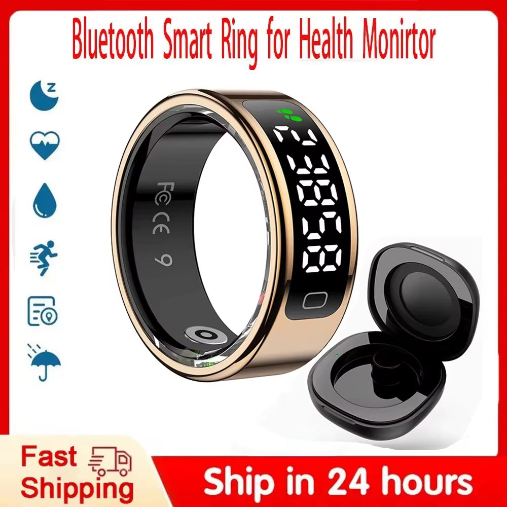 R11C Display Screen Smart Ring Men Women Gesture Swipe Video Smartring Charging Case Health Monitor Waterproof for Android IOS