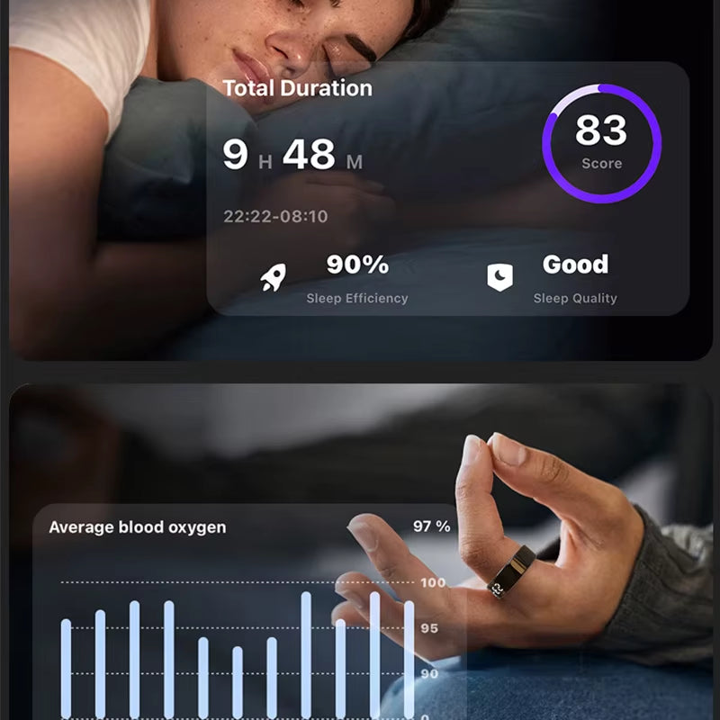 R11C Display Screen Smart Ring Men Women Gesture Swipe Video Smartring Charging Case Health Monitor Waterproof for Android IOS