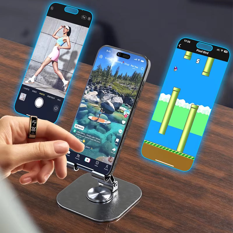 R11C Display Screen Smart Ring Men Women Gesture Swipe Video Smartring Charging Case Health Monitor Waterproof for Android IOS