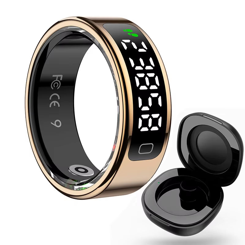 R11C Display Screen Smart Ring Men Women Gesture Swipe Video Smartring Charging Case Health Monitor Waterproof for Android IOS